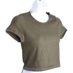 Urban Outfitters Out From Under Womens Olive Green Short Sleeve Ribbed Fitted‎ Crop Top XL NWT Photo 2