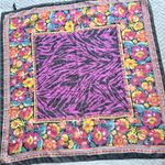 Morgan Taylor  Square Purple Floral Scarf Made in Italy 100% Photo 4
