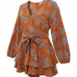 Pretty orange and blue long sleeve romper Size M Photo 0