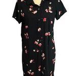 J.Jill  | Pima Cotton Modal Blend Black Floral Pockets Shirt Dress Sz M Petite Photo 0