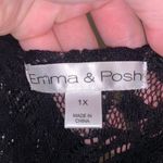 Emma & Posh 1X Black Floral Lace Fringe Trim Short Sleeve Cardigan Cover Up Photo 7