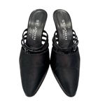 St. John  Satin Pumps Floral Rhinestones Women's‎ 7B Black Strappy Mule Vintage Photo 4