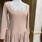 Free People  Onda Dropped waist Long Sleeve Stretch Cotton Dress Square neck Sz L Photo 6