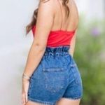No Bo archer women loose wide leg high waist cuffed denim shorts jean size 7/9 Photo 0