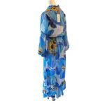 MISA Los Angeles Blue Amara Floral Sheer Chiffoh Tiered-Sleeve Maxi Dress Photo 3