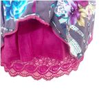 Y2K Peplum Top Butterfly Floral Embroidered Lace Size Large Purple Pink Cotton Photo 2