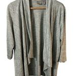 Chico's Chico’s Open draped Cardigan with 3/4 sleeve in grey and white pinstripe size 1 Photo 0