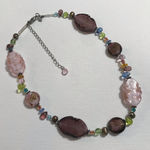 Premier Designs Unique Feminine Pastel Pink Purple Glass Bead Necklace 16 inches Photo 0