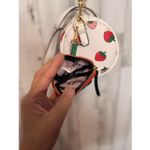 Juicy Couture Strawberry Print Barrel Purse with Coin Pouch | White Pink Red Cro Photo 5