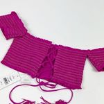PQ Fuchsia Smocked Off Shoulder Pink Bikini Top Size Small S NWT Photo 2