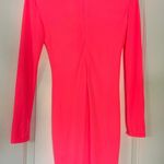 ZARA NWT  Stretchy knotted Dress NEOn pink Long sleeves shoulder pads Zipper Photo 7