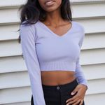 Brandy Melville John Galt Lavender V-Neck Cropped Sweater One Size  Photo 0