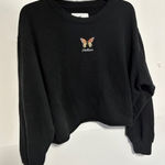 Hollister Black L Cropped Long Sleeve Sweater Butterfly Casual Cozy Whimsygoth Photo 0
