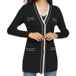 Karl Lagerfeld  Women's Paris Scalloped White Black Cardigan Sweater Size XS Photo 0