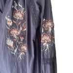 cupio  Women's Size Medium Blue‎ Peasant Embroidered Boho Mini Dress Photo 3