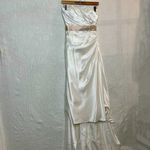 David's Bridal  White Strapless Rhinestone Belt Wedding Dress Photo 4