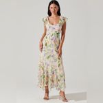 NEW ASTR the Label Wisteria Chiffon Dress Size M Floral Maxi Blue Multi Pink Size M Photo 1