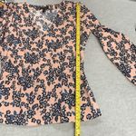 J.Crew  Floral V-Neck Tie Waist Wrap Blouse Top Women's Size 4 Pink Navy Blue Photo 10