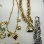 Chunky Lot Heart Charm Necklaces Bracelets Gold Silver Tone Costume Jewelry Photo 3