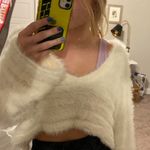 Urban Outfitters Cropped White Fuzzy Sweater Photo 0