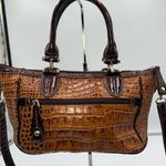 Madi Claire Vintage Faux Reptile Embossed Two Way Bag with‎ Marigold interior Brown Photo 7