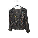 Chico's Womens Embellished Cardigan Size 1 Brown Gold Sequin Silk Paisley Chic Photo 7