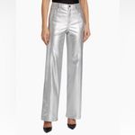 CINQ A SEPT Foiled Francine Pant in Silver Wide Leg Size 10 Photo 2