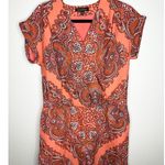 Banana Republic Romper Womens 6 Orange Paisley Print Wrap V-Neck Short Sleeve Photo 0