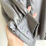 Glamorous gray silky oversized button down shirt size 4 Photo 3