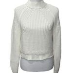 Milly  Chunky Knit White Cropped Fisherman Sweater Pullover Women’s Size P Photo 0