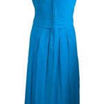 David's Bridal David’s Bridal Floral Full Length Strapless Dress Size 6 TEAL GREEN Wedding Photo 3