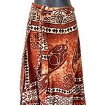 Vintage 1960’s Tiki Tapa Designs Barkcloth Hawaiian Maxi Wrap Skirt Brown Size undefined Photo 2