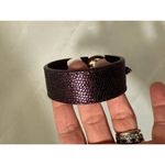 Tory Burch Purple Snakeskin with gold Logo Statement Cuff Bracelet Photo 7