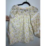 FATE. Yellow Brown Floral Blouse Size Small Lace Cottage Grandma Delicate Photo 7