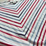 J.Jill Chevron Striped White Red Blue Crewneck Tunic T-Shirt Size Medium Petite Photo 5