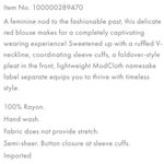 Modcloth NWOT Comprehensive Charm Crimson Dark Red Sheer Blouse Medium New Photo 10