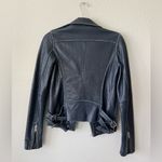 Gianni Bini  Distressed Blue Leather Moto Jacket Women’s Size XS Photo 3