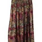 Vintage Pat Argenti Women Silk Skirt 12 Floral Pleated Artsy Midi Grandma Modest Orange Photo 0