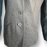 Vintage 90s Collarless Wool Blend Blazer Charcoal Gray Two Button Size 8 Classic Photo 3