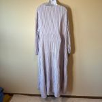 Striped Maxi Dress Tiered Long Sleeve XXL V Neck Blue White Greece vacation Photo 5