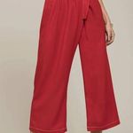 Moon River red high rise elastic ruffle waist front overlay pull on pants Photo 0