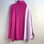 First Love  Turtleneck Colorblock Slouchy Soft Knit Pink Lavender Sweater 3X New Photo 3