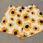 SheIn Yellow and White Sunflower High Waist Shorts Photo 0