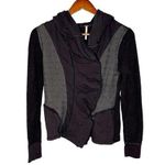 Free People  Black Lace Hooded Ruffle Jacket Snap Button Women's Size Extra Small Photo 0