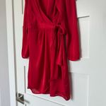 Banana Republic Red Satin Puff Sleeve Dress Photo 2