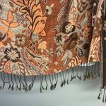 Fall Autumn Scarf Wrap with Fringe Leaves Colorful Thanksgiving Seasonal Brown Photo 4