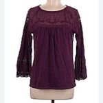 Knox Rose  Maroon Thermal Knit Crochet Blouse Medium Photo 1