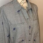 POL  striped embroidered button front shirt M Photo 1