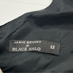 Black Halo  Garland Gun Metal Velvet V-neck Flounce Hem Midi Dress Womens Size 12 Photo 3