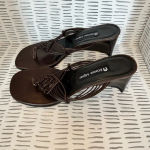 Etienne Aigner  Catskill brown leather wedge sandal‎ macrame size 7.5 Photo 1